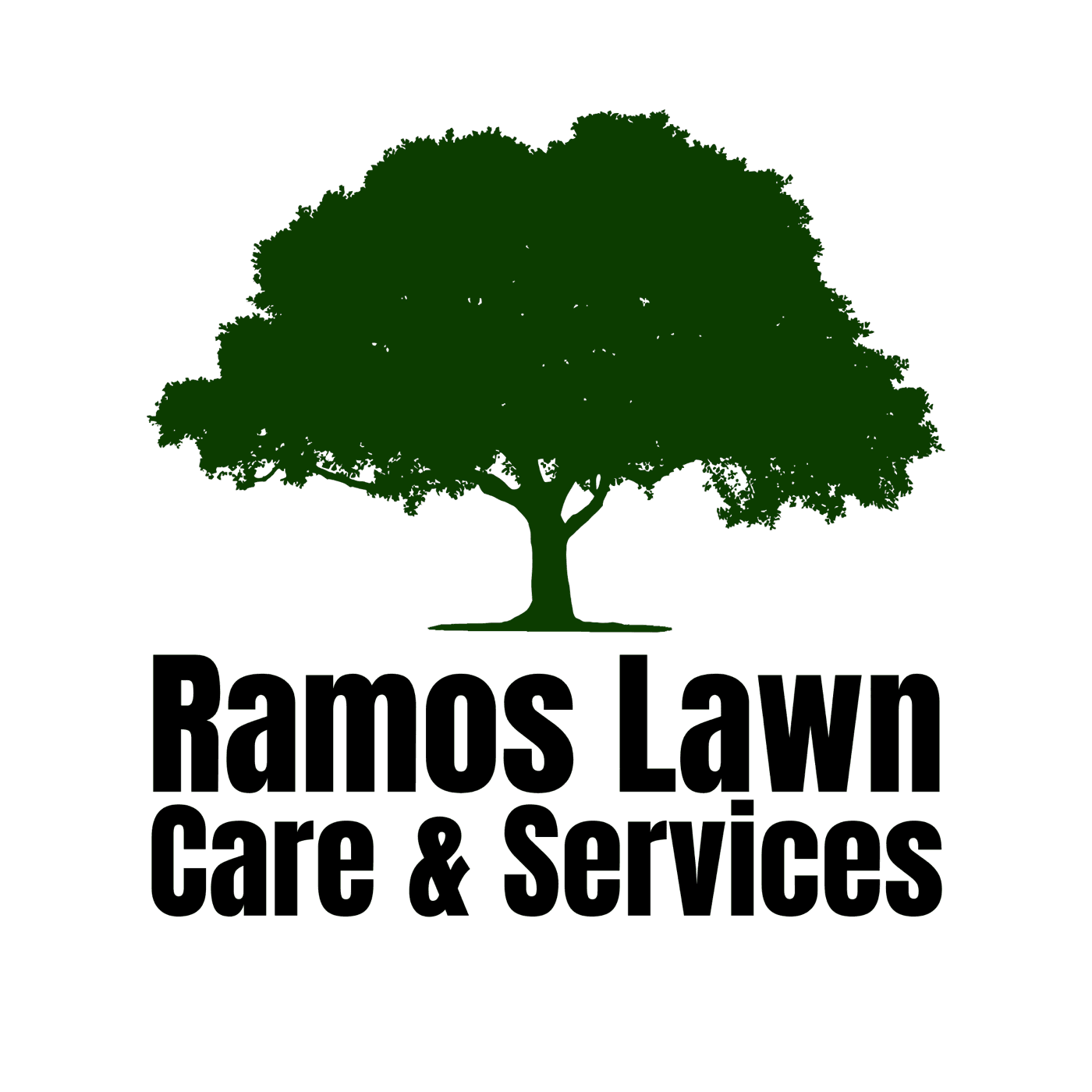 Ramos Lawn Care & Services logo, a tree mark over the wordmark